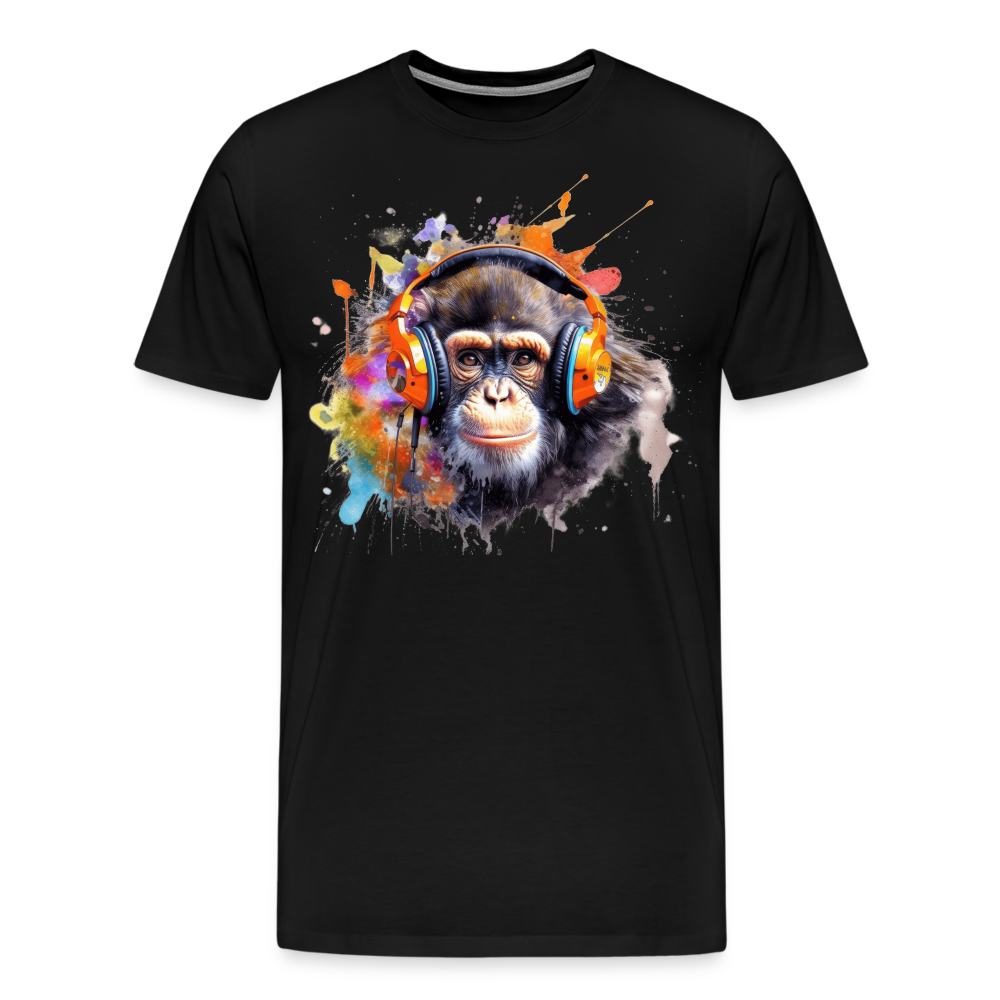 DJ Monkey Affe T-Shirt Männer Premium T-Shirt - Schwarz