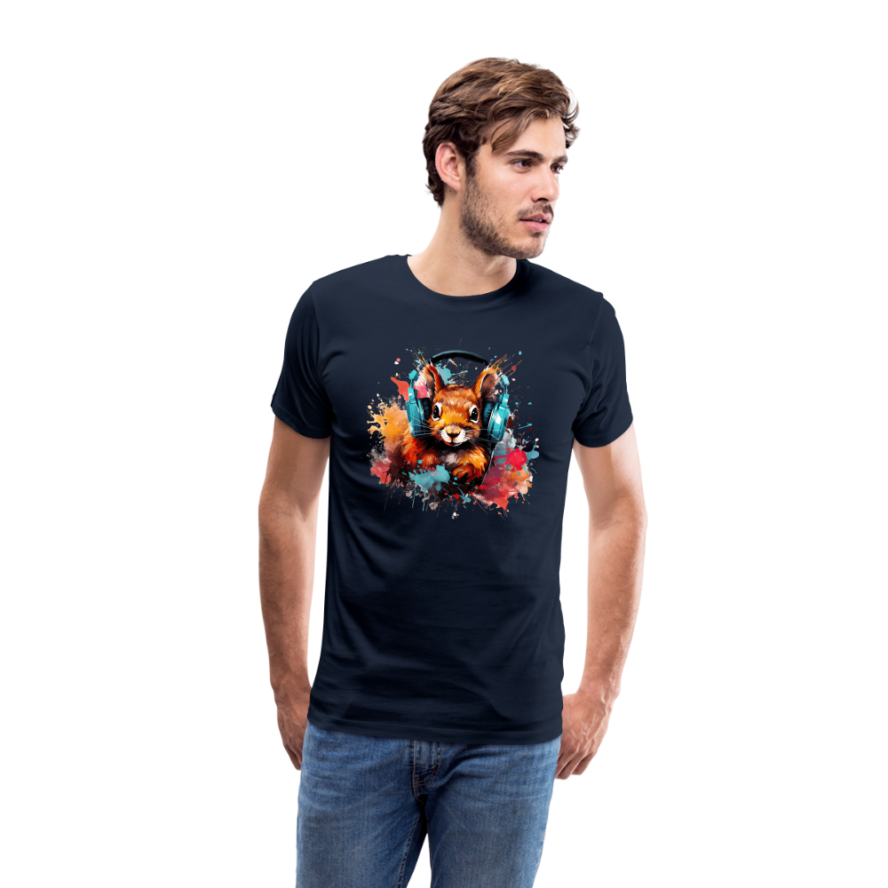 Eichhörnchen Kopfhörer Safari Zoo Männer Premium T-Shirt - Navy