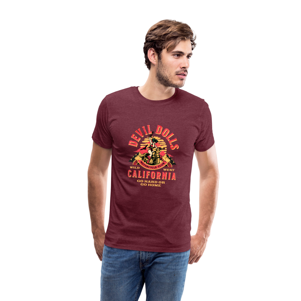 Devil Dolls California Premium T-Shirt Herren - Bordeauxrot meliert