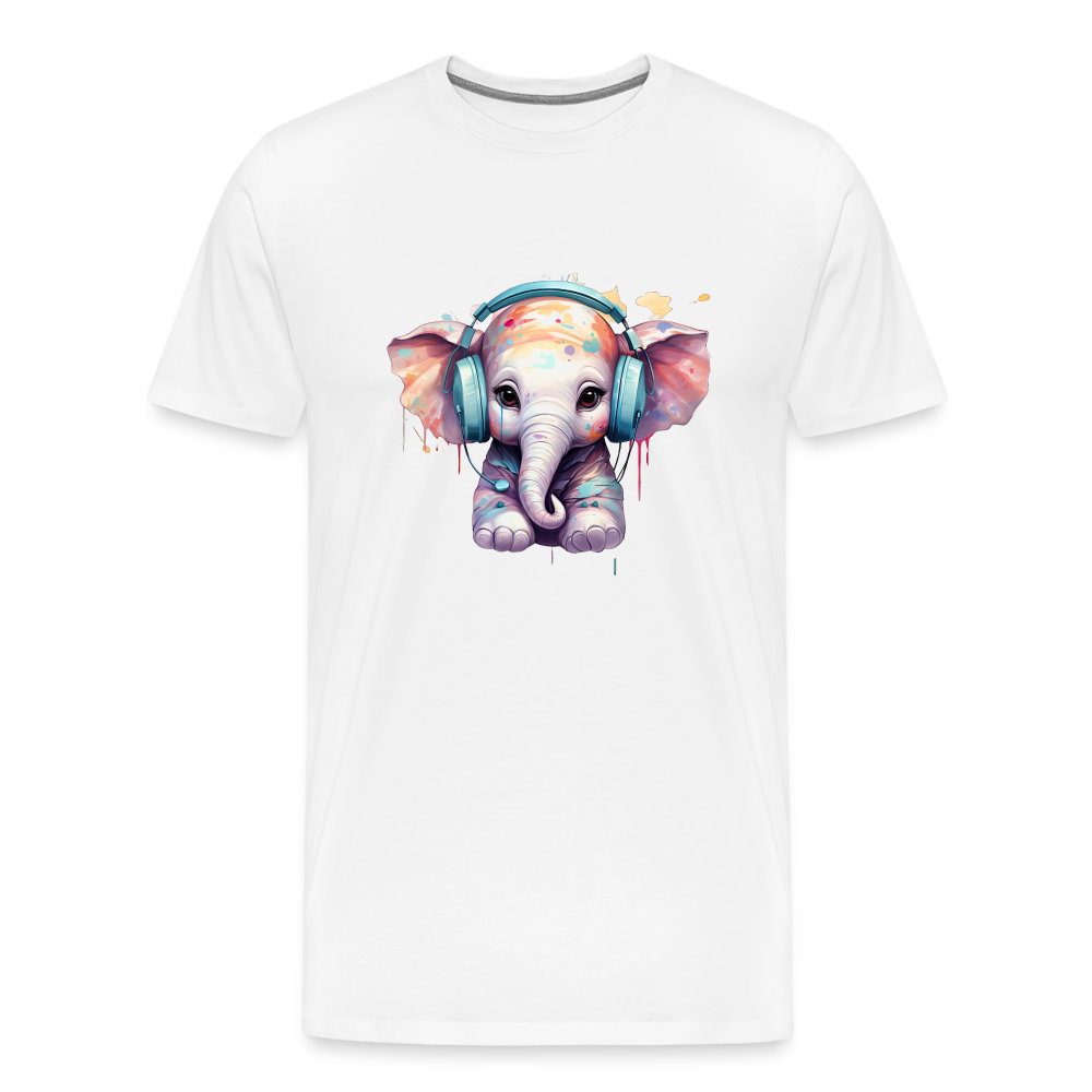 Elefant Kopfhörern Safari Zoo Männer Premium T-Shirt - Weiß