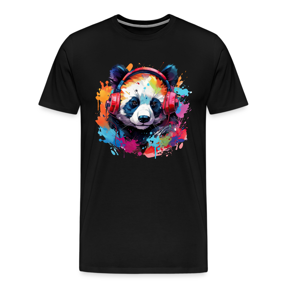 Panda Kopfhörer Safari Zoo Männer Premium T-Shirt - Schwarz