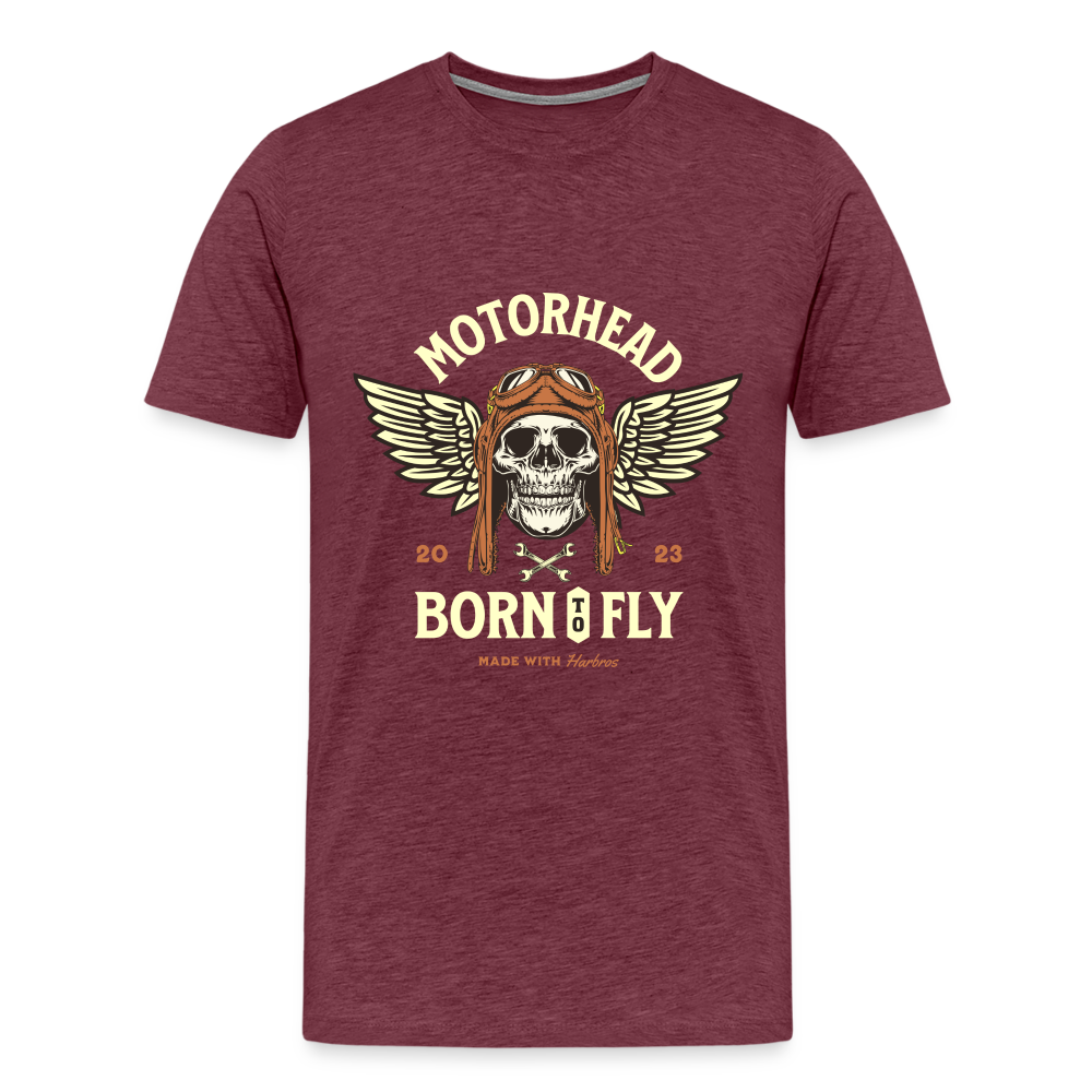 Motorhead Born To Fly  Premium T-Shirt Herren - Bordeauxrot meliert