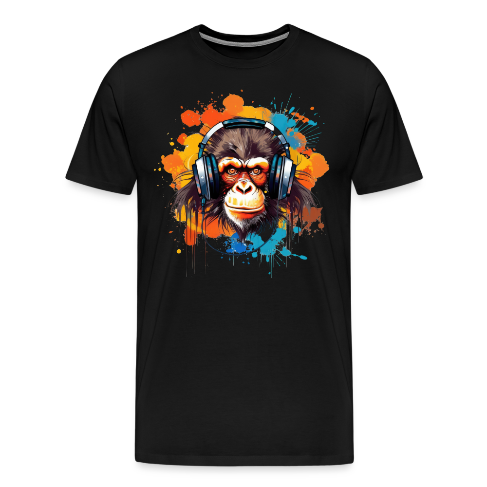 DJ Monkey Affe T-Shirt Männer Premium T-Shirt - Schwarz