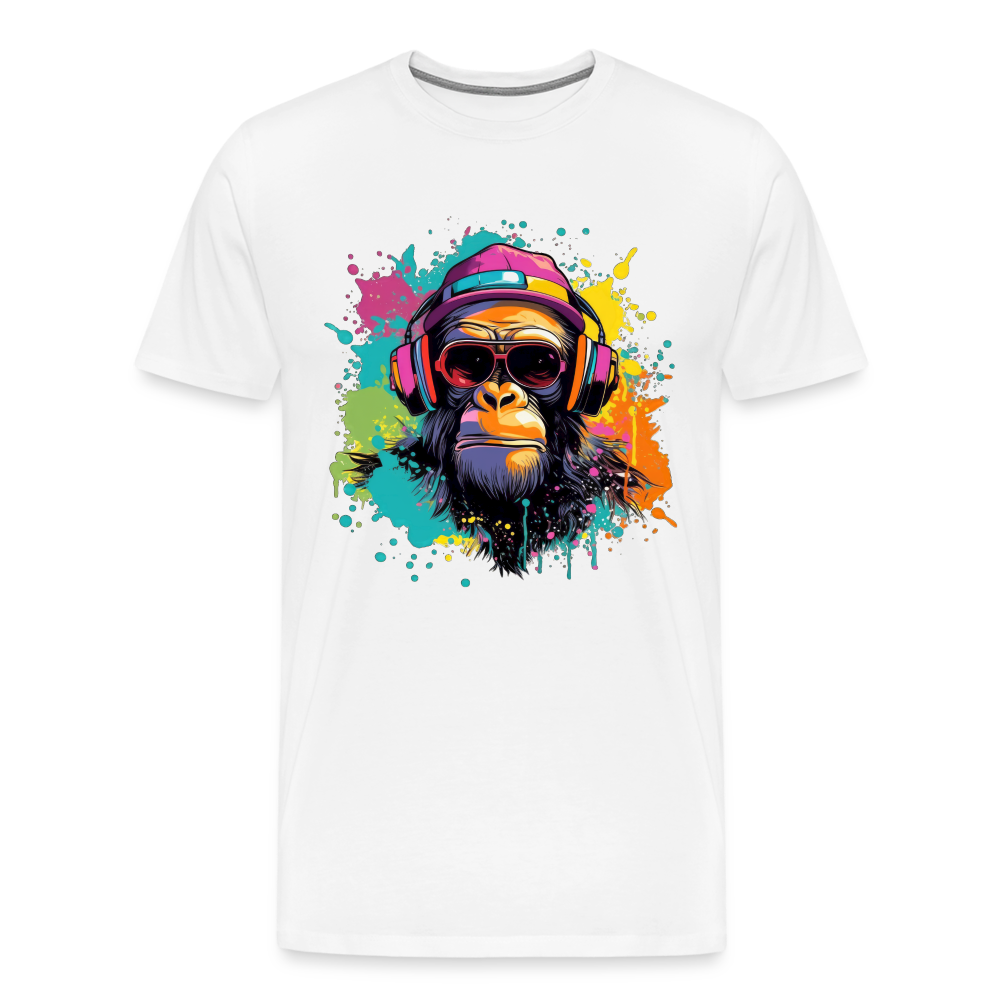 DJ Monkey Affe T-Shirt Männer Premium T-Shirt - Weiß