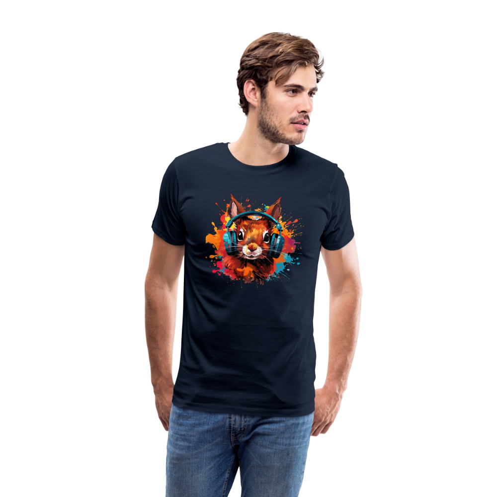 Eichhörnchen Kopfhörer Safari Zoo Männer Premium T-Shirt - Navy