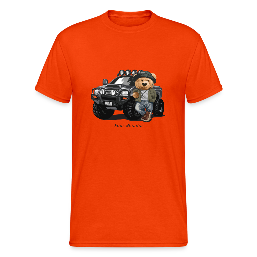 Teddybär Bear Four Wheeler Streetwear Spruch T-Shirt Herren - kräftig Orange