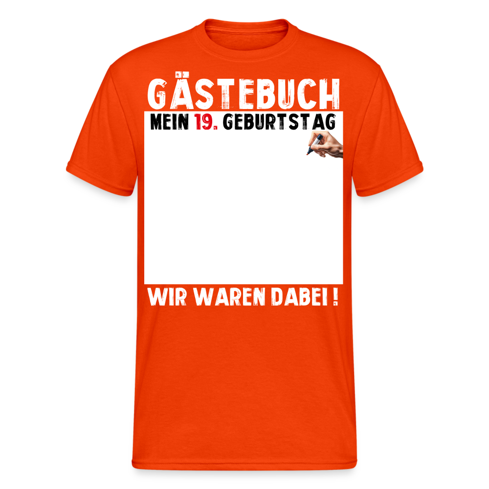 19. Geburtstag Gästebuch T-Shirt Lustig Geschenk T-Shirt - kräftig Orange