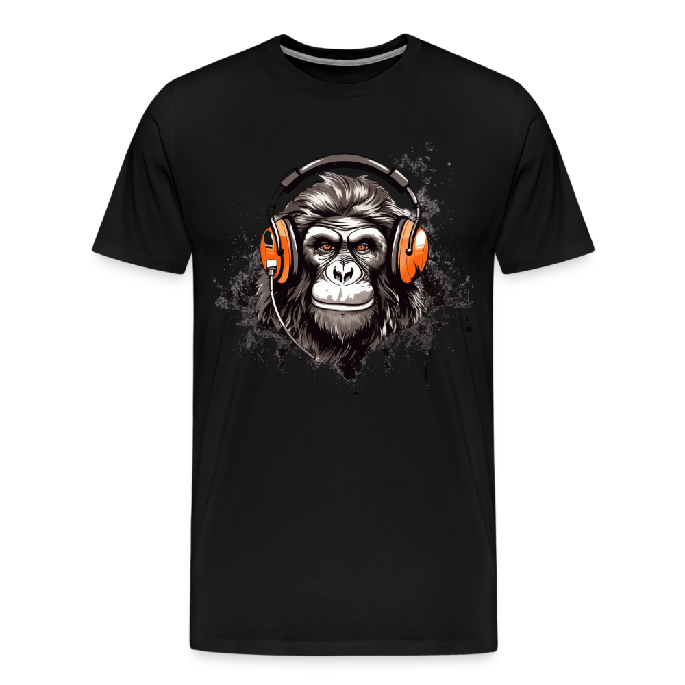 DJ Monkey Affe T-Shirt Männer Premium T-Shirt - Schwarz