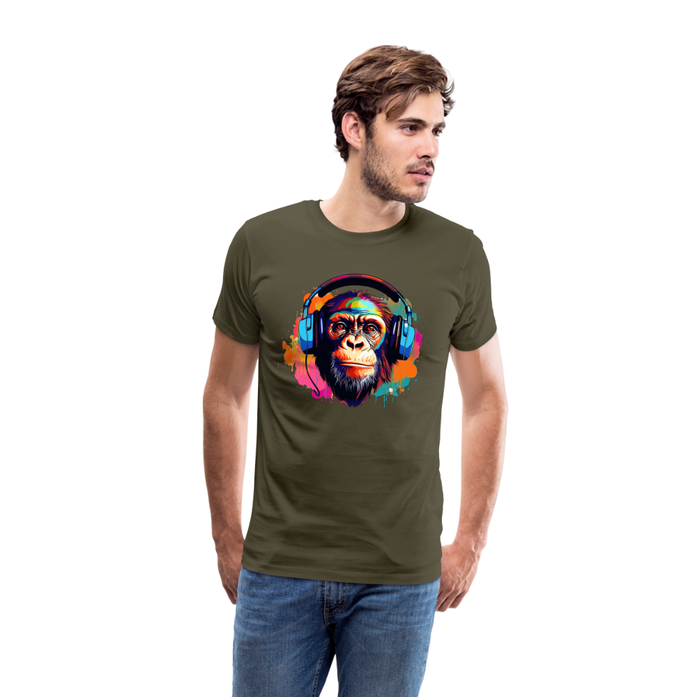 DJ Monkey Affe T-Shirt Männer Premium T-Shirt - Khaki