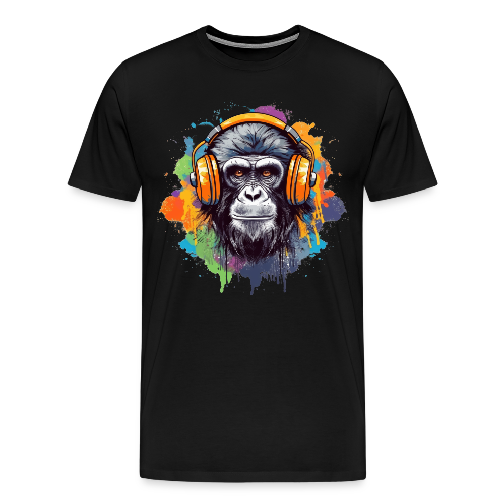 DJ Monkey Affe T-Shirt Männer Premium T-Shirt - Schwarz