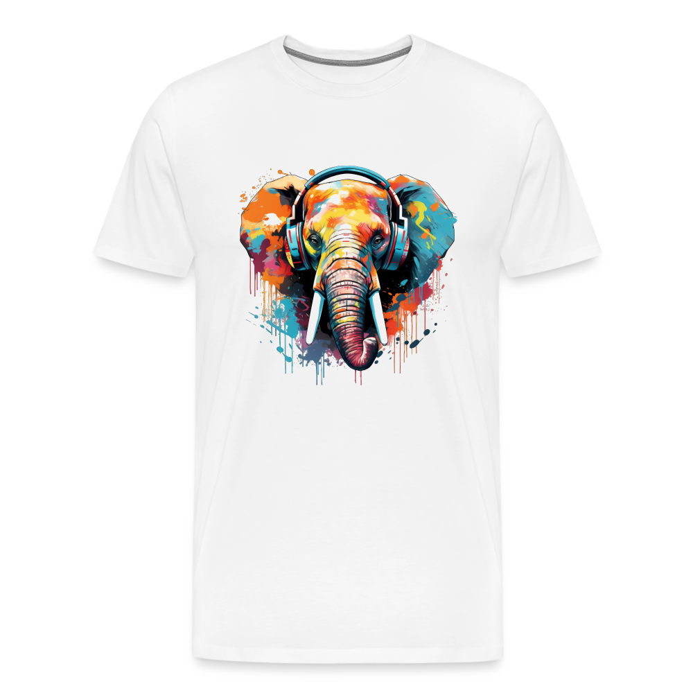 Elefant Kopfhörer Safari Zoo Männer Premium T-Shirt - Weiß