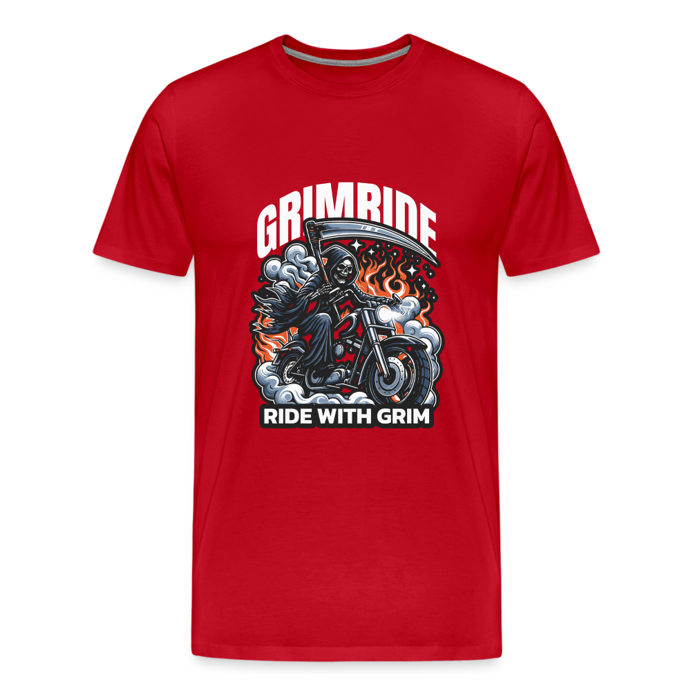 Grimride Ride With Grim Premium T-Shirt Herren - Rot