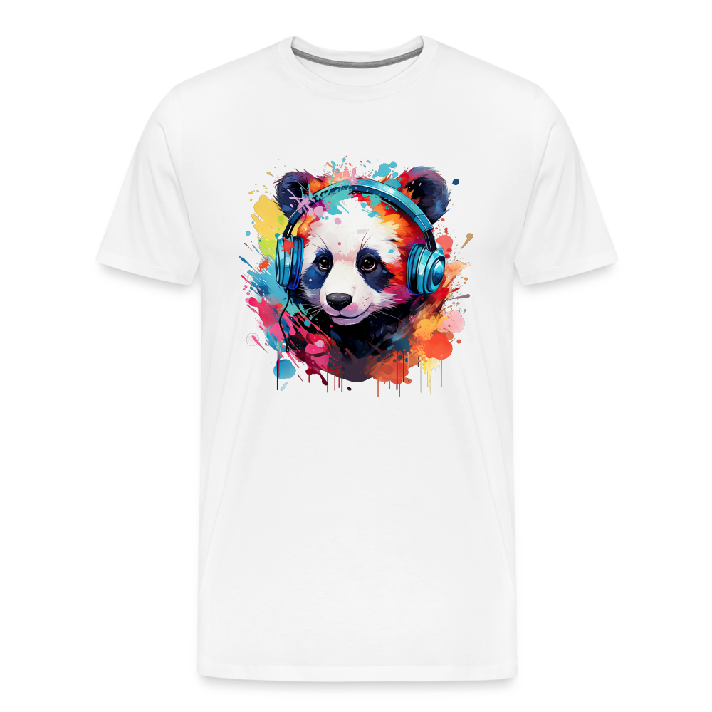 Panda Kopfhörer Safari Zoo Männer Premium T-Shirt - Weiß