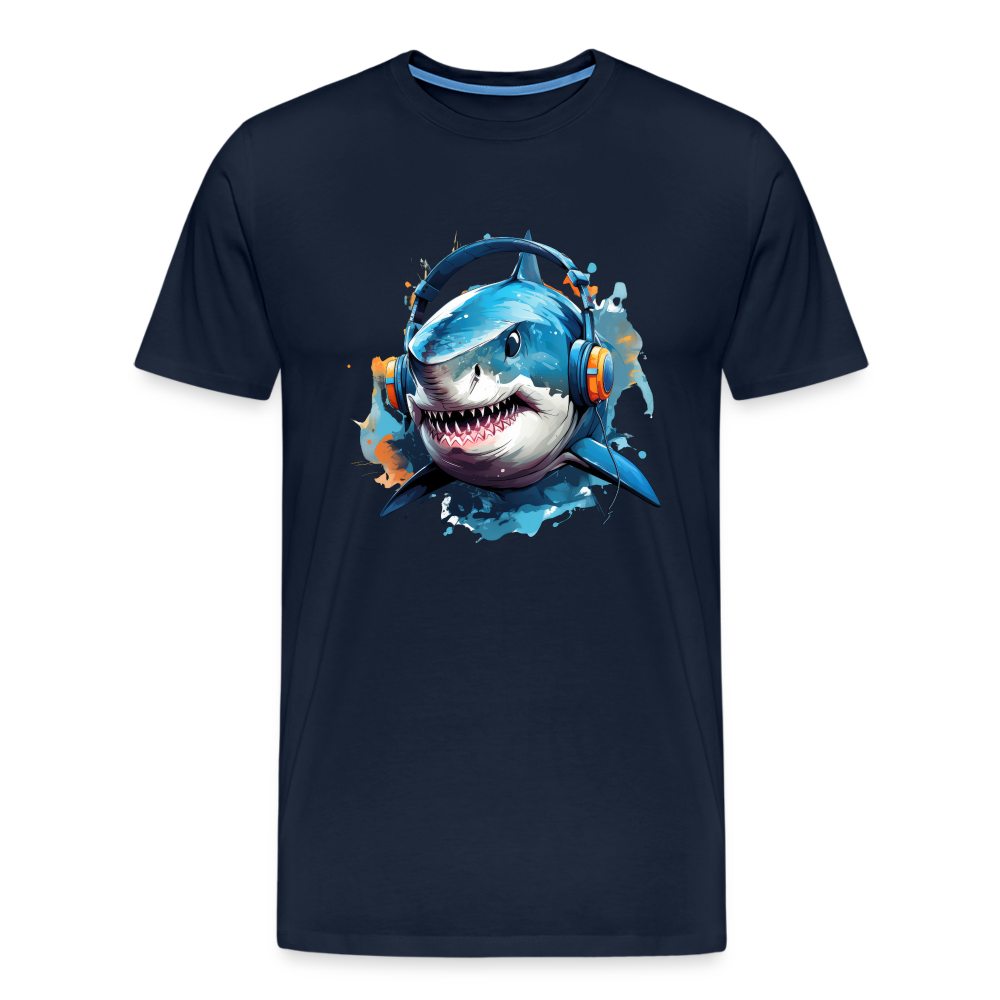 Hai Kopfhörer Safari Zoo Männer Premium T-Shirt - Navy