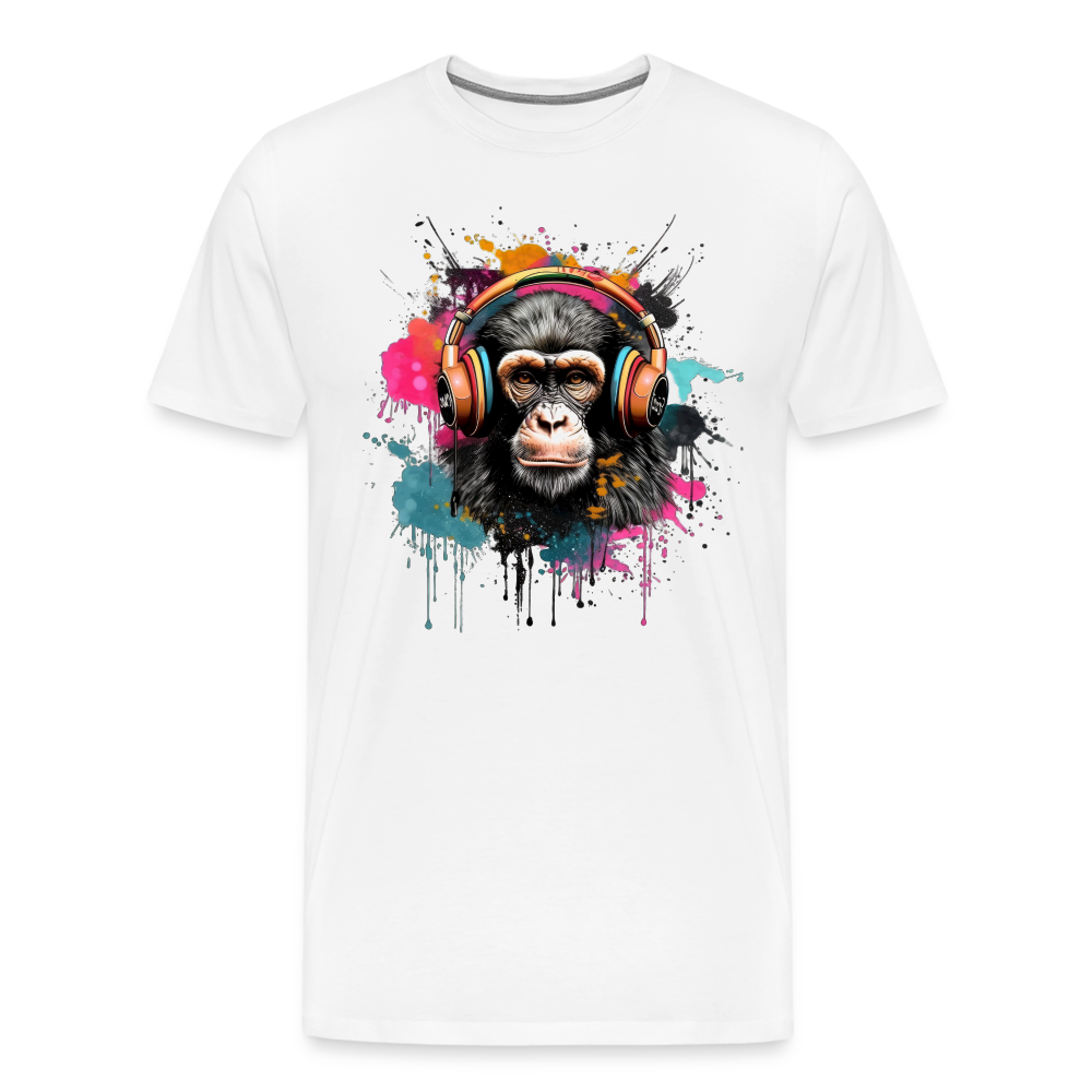 DJ Monkey Affe T-Shirt Männer Premium T-Shirt - Weiß