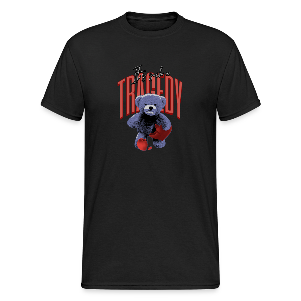 Teddybär Bear It´s such a Tragedy Streetwear Spruch T-Shirt Herren - Schwarz