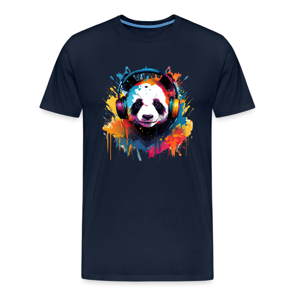 Panda Kopfhörer Safari Zoo Männer Premium T-Shirt - Navy