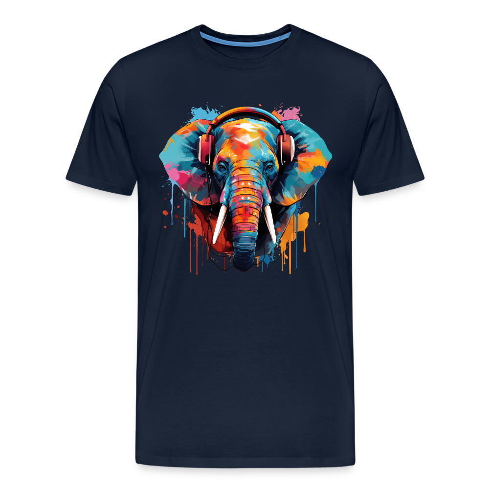 Elefant Kopfhörer Safari Zoo Männer Premium T-Shirt - Navy