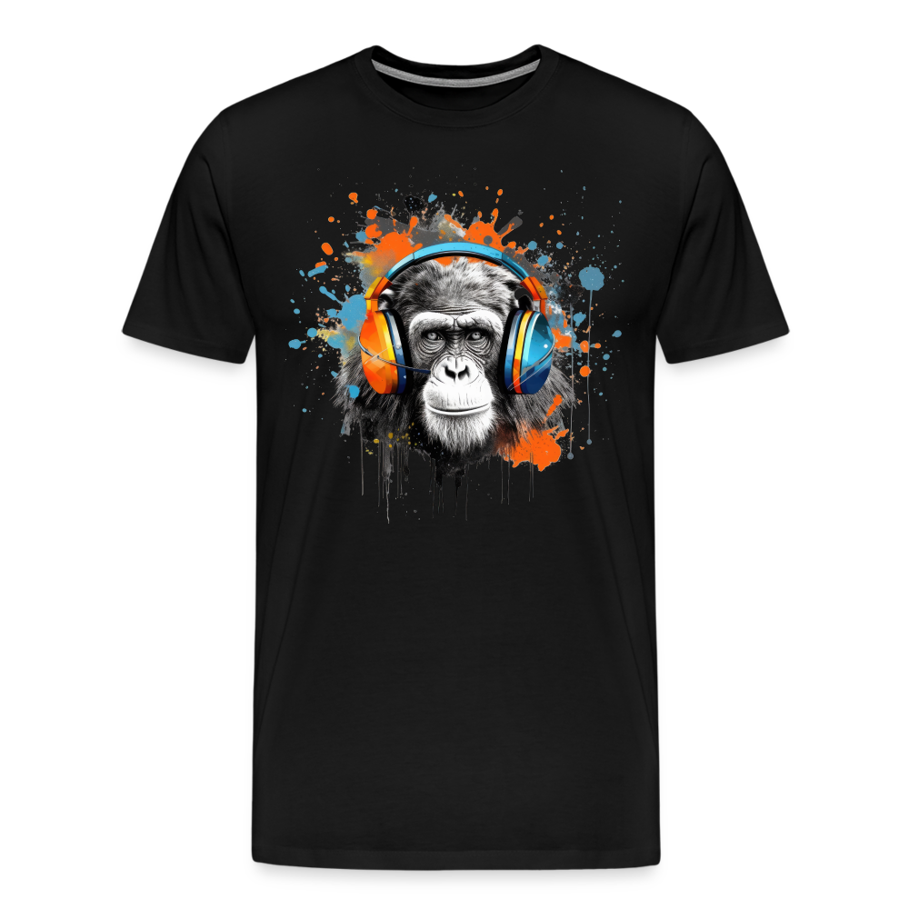 DJ Monkey Affe T-Shirt Männer Premium T-Shirt - Schwarz