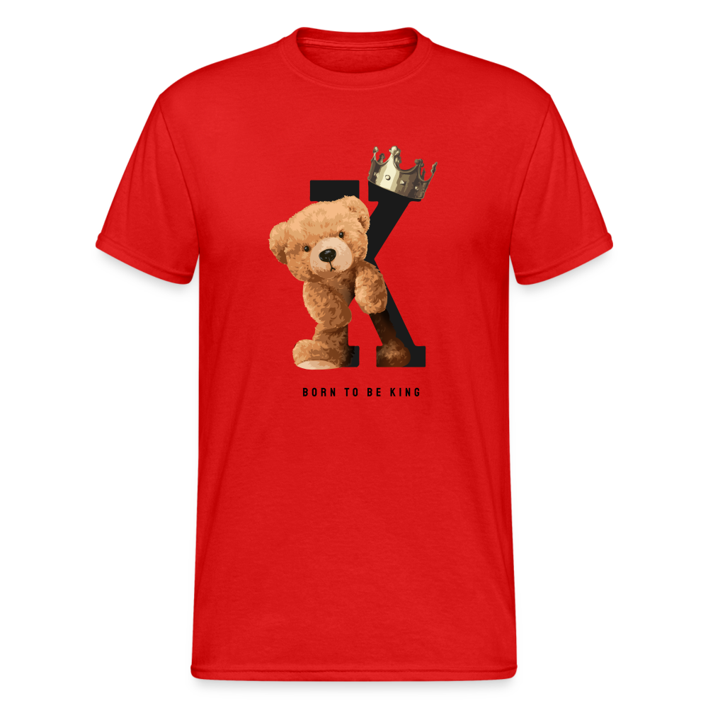 Teddybär Bear born to be King Streetwear Spruch T-Shirt Herren - Rot