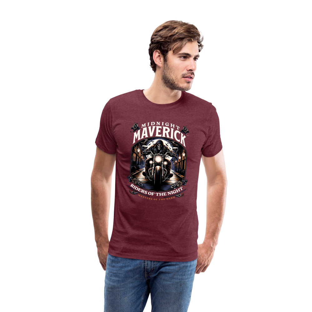 Maverick Premium T-Shirt Herren - Bordeauxrot meliert