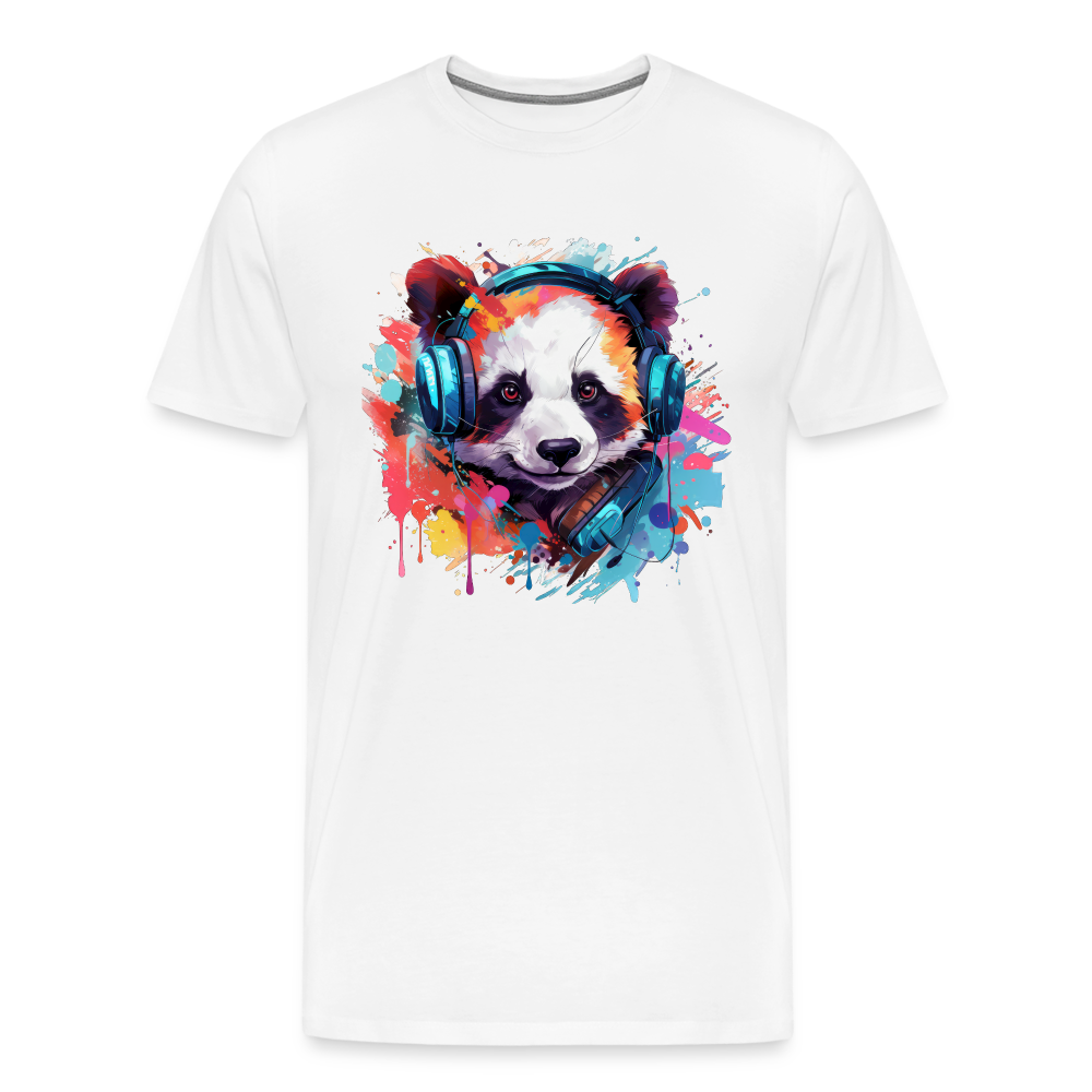 Panda Kopfhörer Safari Zoo Männer Premium T-Shirt - Weiß