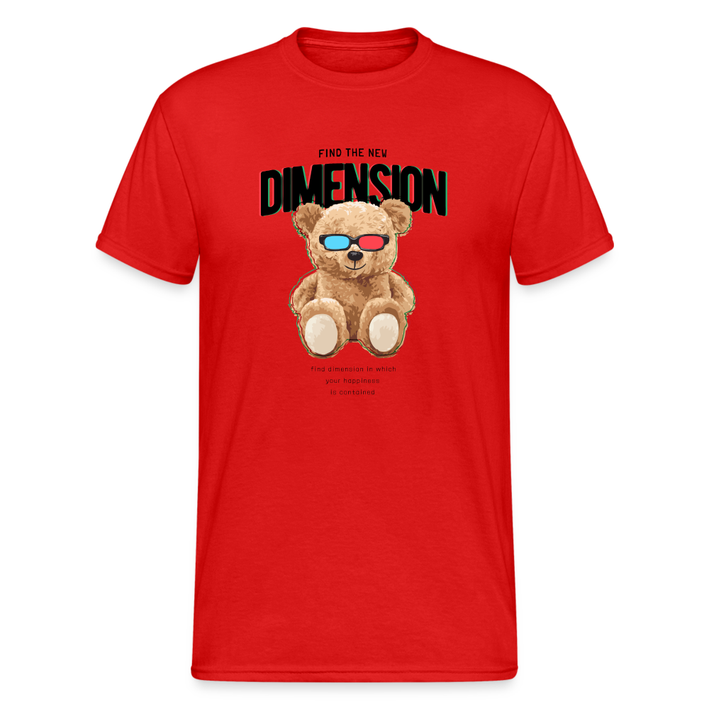 Teddybär Bear Find The New Dimension Streetwear Spruch T-Shirt Herren - Rot