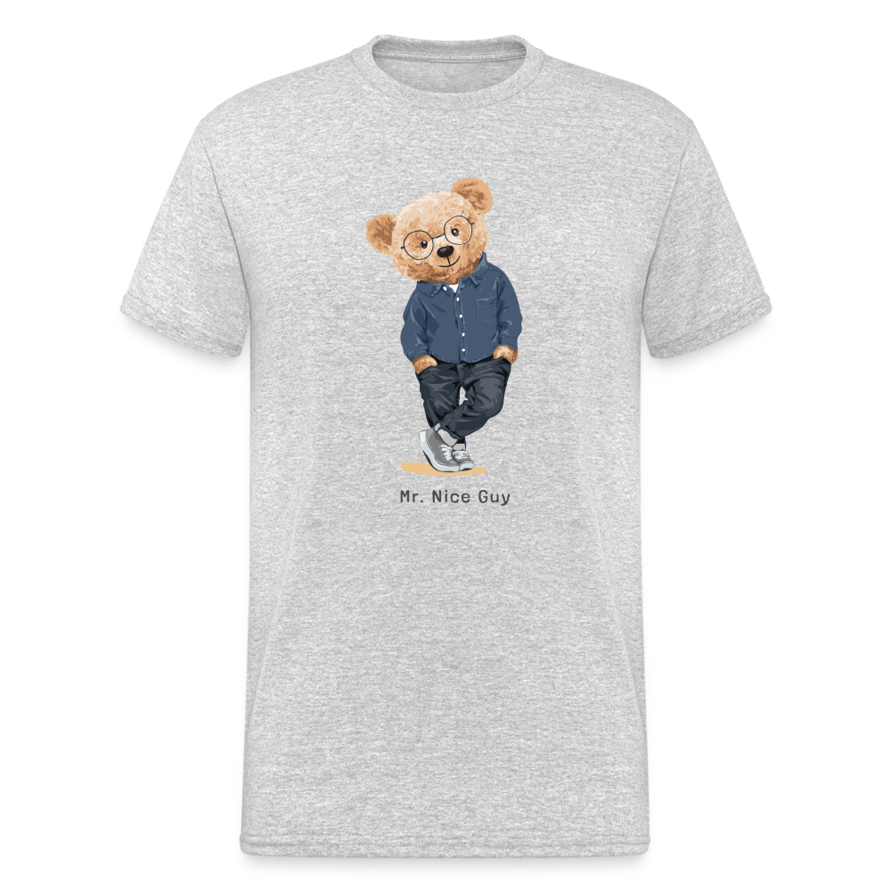 Teddybär Bear Mr nice Guy Streetwear Spruch T-Shirt Herren - Grau meliert