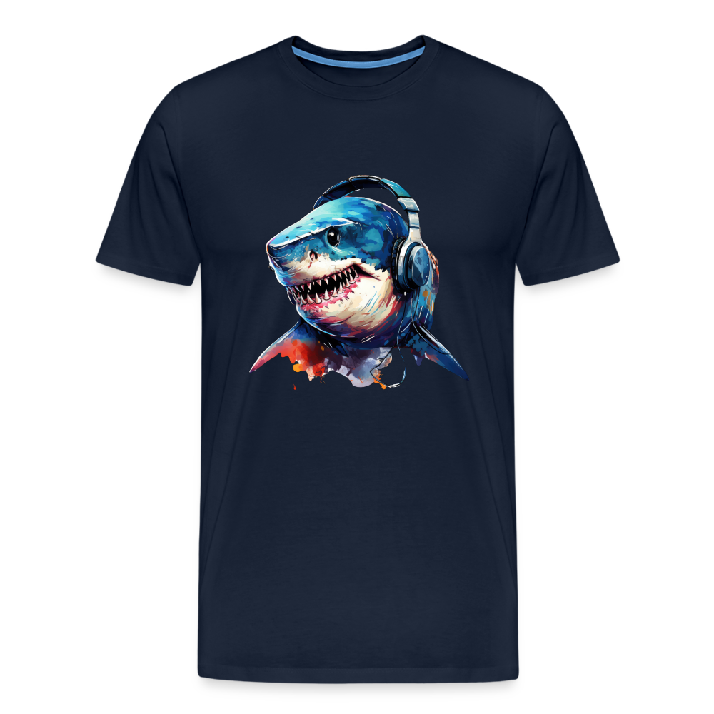 Hai Kopfhörer Safari Zoo Männer Premium T-Shirt - Navy