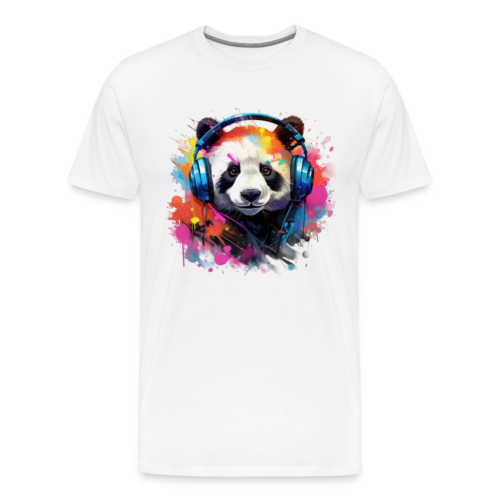 Panda Kopfhörer Safari Zoo Männer Premium T-Shirt - Weiß