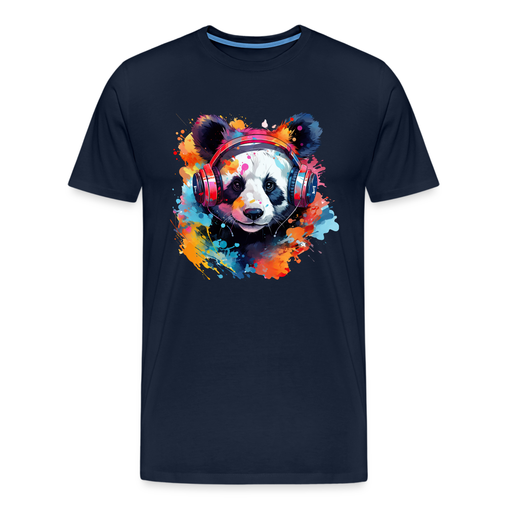 Panda Kopfhörer Safari Zoo Männer Premium T-Shirt - Navy