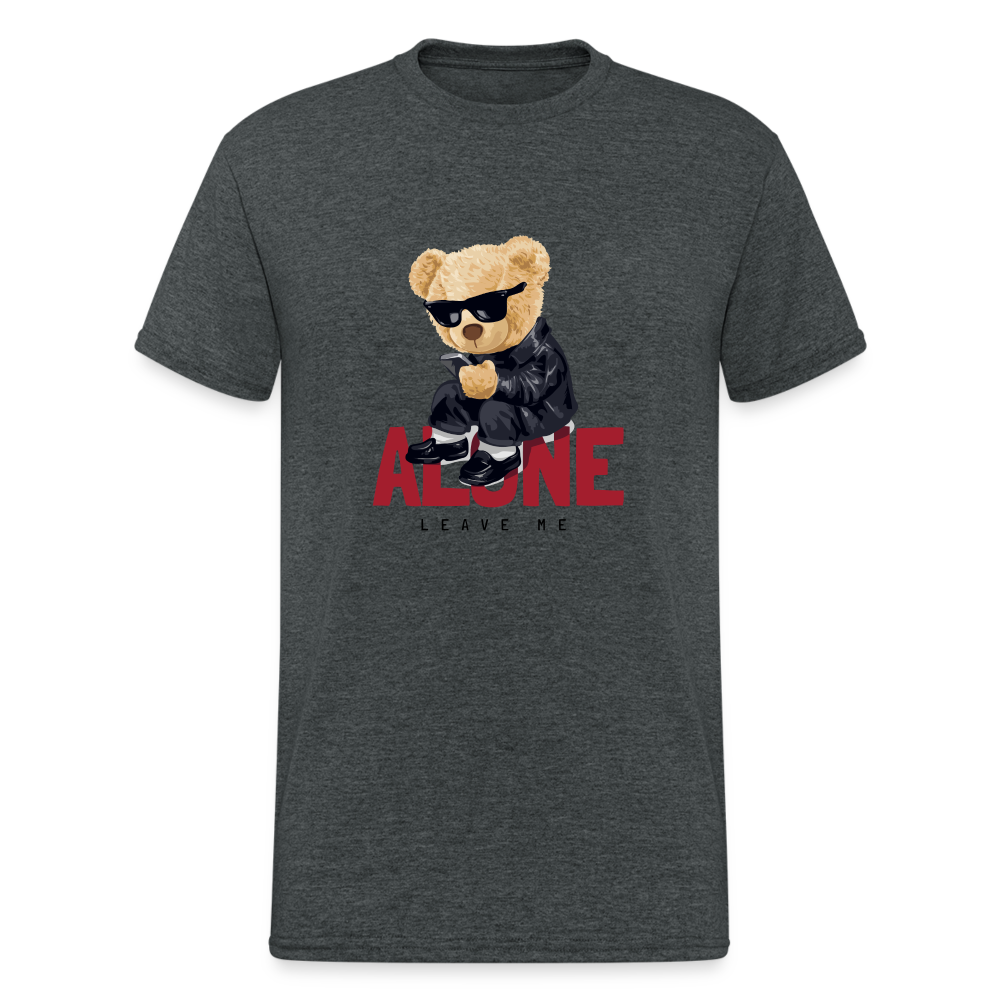 Teddybär Bear Alone Streetwear Spruch T-Shirt Herren - Dunkelgrau meliert