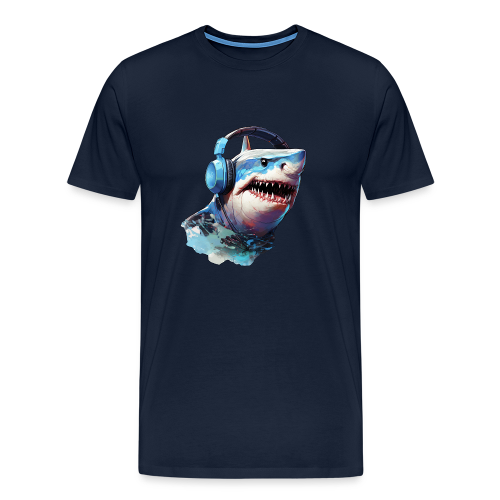 Hai Kopfhörer Safari Zoo Männer Premium T-Shirt - Navy