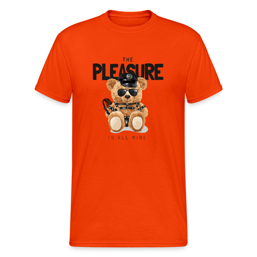 Teddybär Bear The Pleasure Streetwear Spruch T-Shirt Herren - kräftig Orange