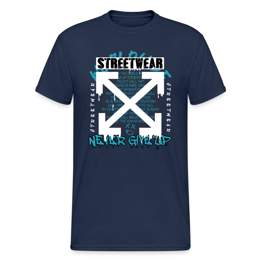 Urban Streetwear Streetwear Never Give Up T-Shirt Herren - Navy