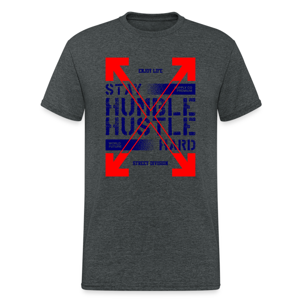 Urban Streetwear Stay Humble Hustle Hard T-Shirt Herren - Dunkelgrau meliert
