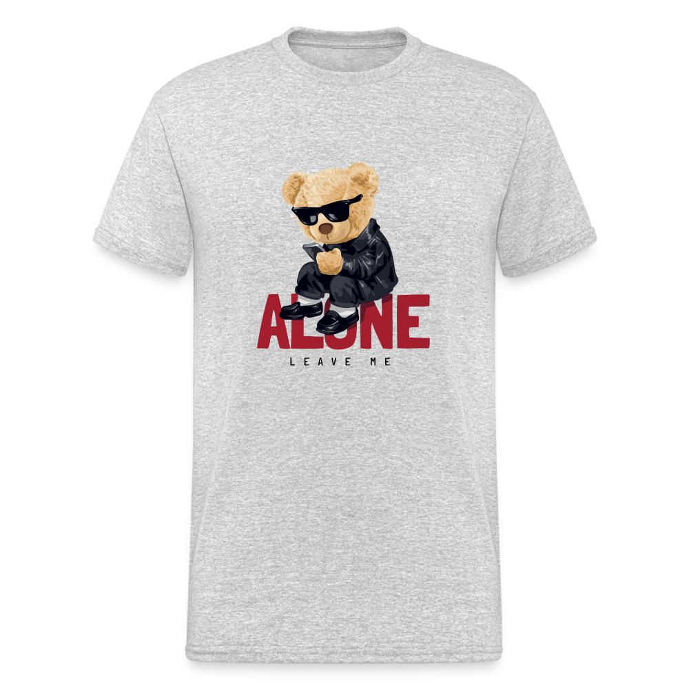 Teddybär Bear Alone Streetwear Spruch T-Shirt Herren - Grau meliert