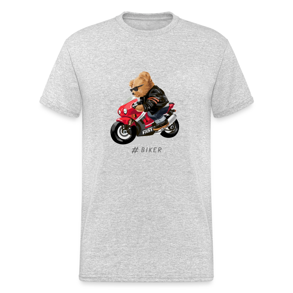 Teddybär Bear Biker Streetwear Spruch T-Shirt Herren - Grau meliert