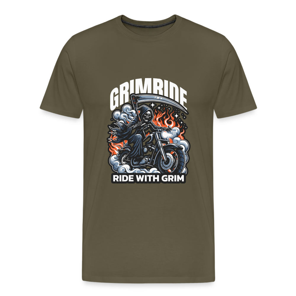 Grimride Ride With Grim Premium T-Shirt Herren - Khaki