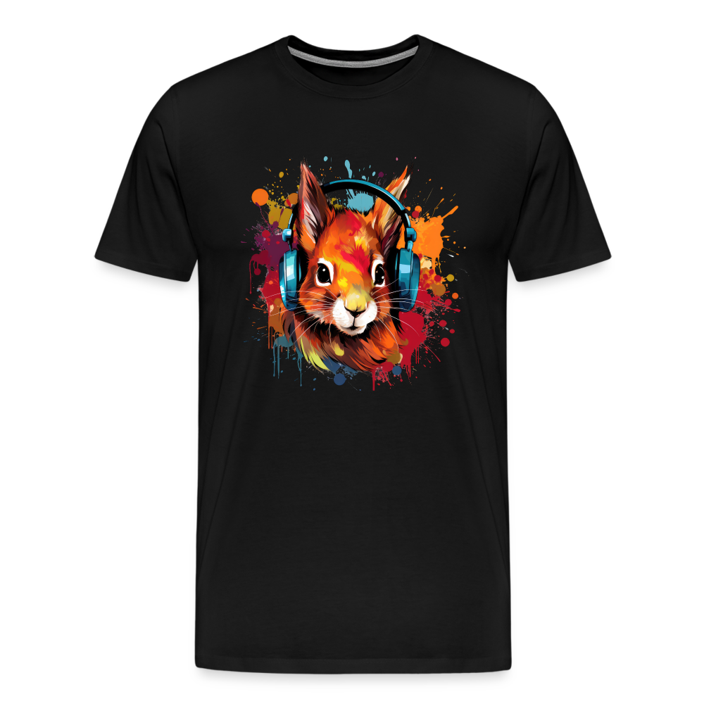 Eichhörnchen Kopfhörer Safari Zoo Männer Premium T-Shirt - Schwarz