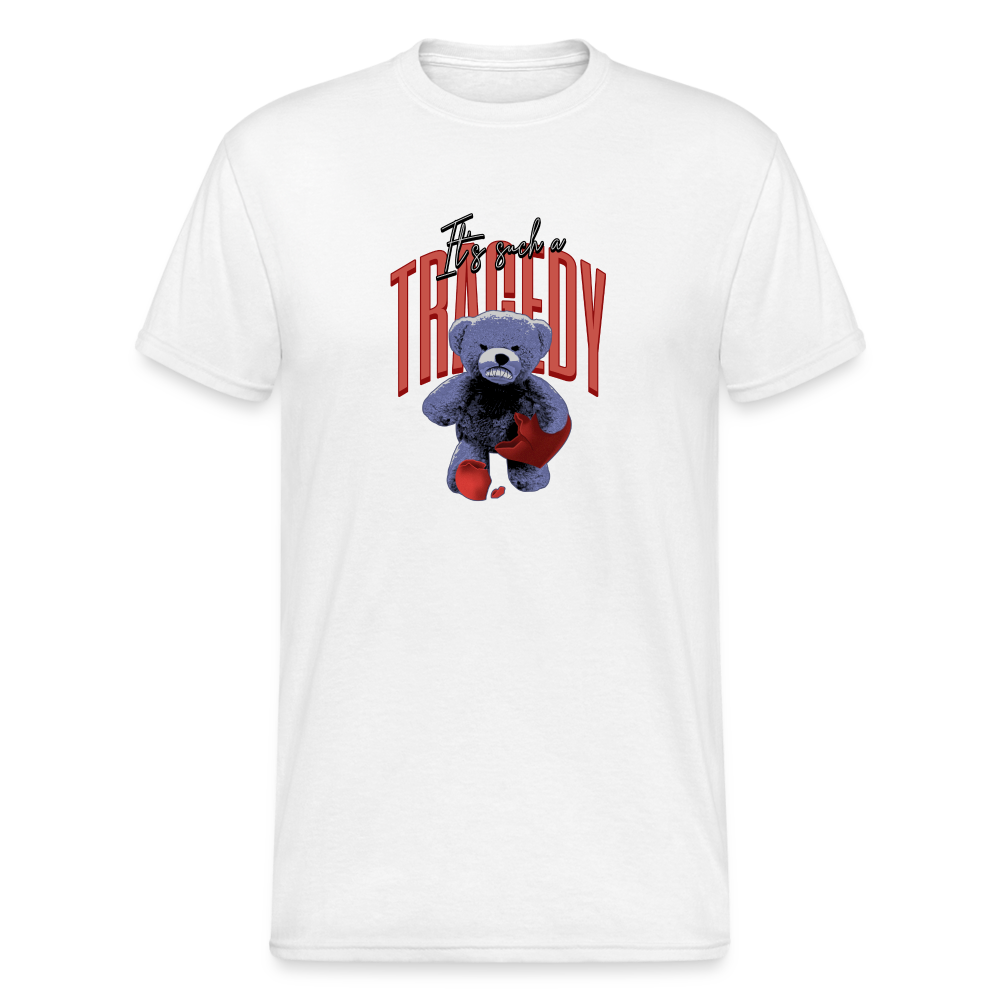 Teddybär Bear It´s such a Tragedy Streetwear Spruch T-Shirt Herren - Weiß
