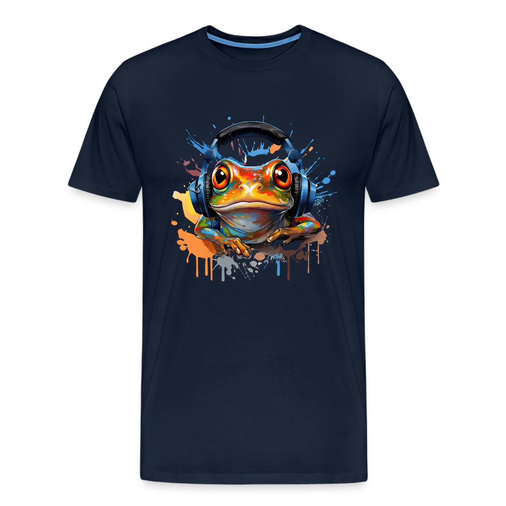 Frosch Kopfhörer Safari Zoo Männer Premium T-Shirt - Navy