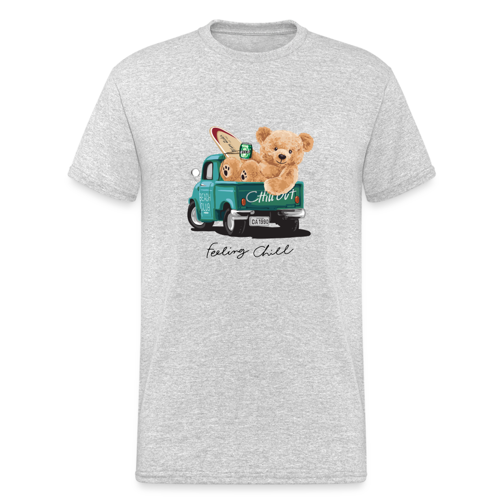 Teddybär Bear Feeling Chill Master Streetwear Spruch T-Shirt Herren - Grau meliert