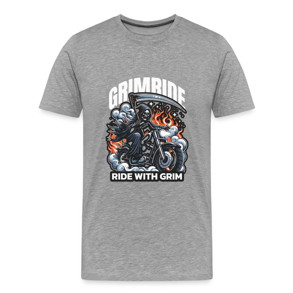 Grimride Ride With Grim Premium T-Shirt Herren - Grau meliert