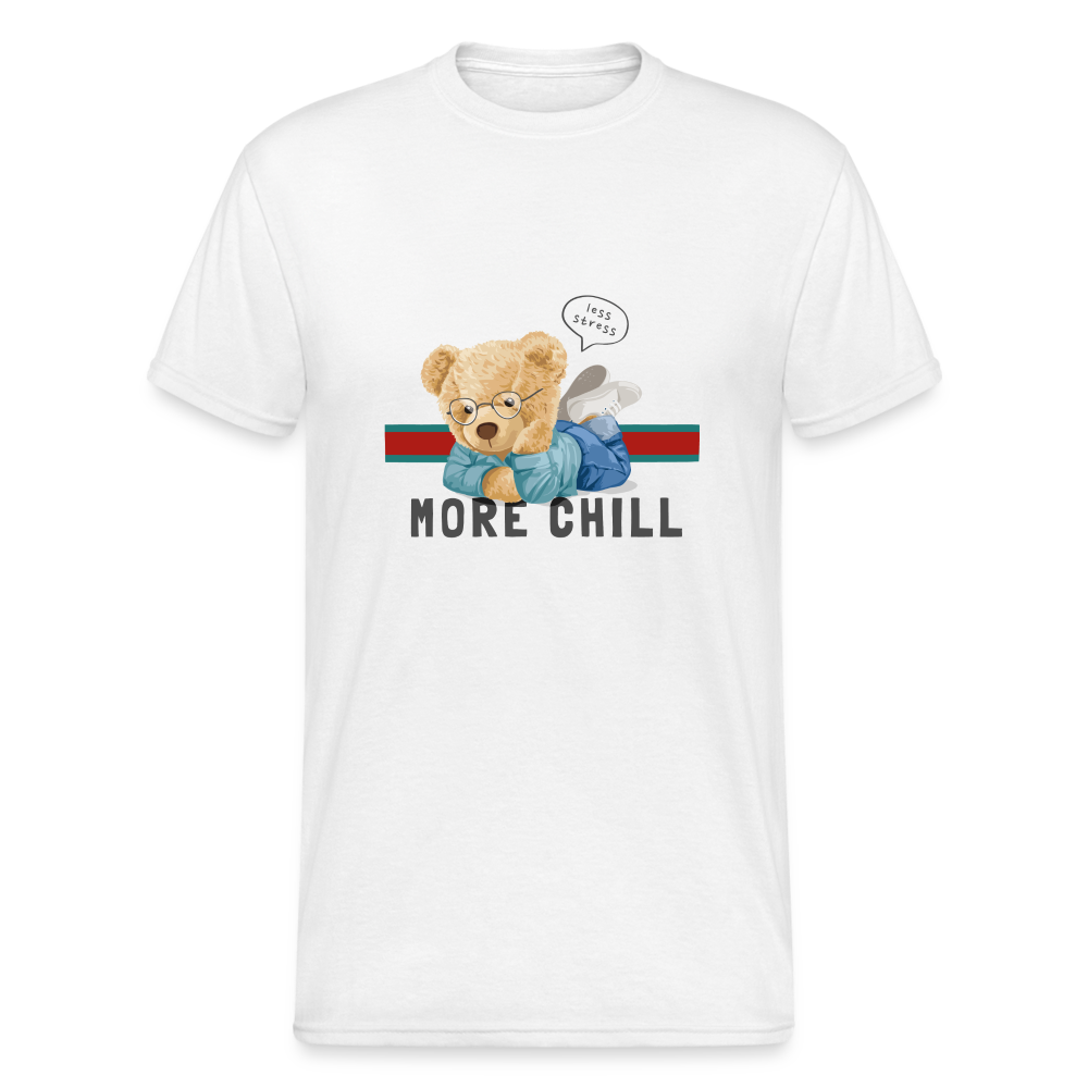 Teddybär Bear More Chill Streetwear Spruch T-Shirt Herren - Weiß