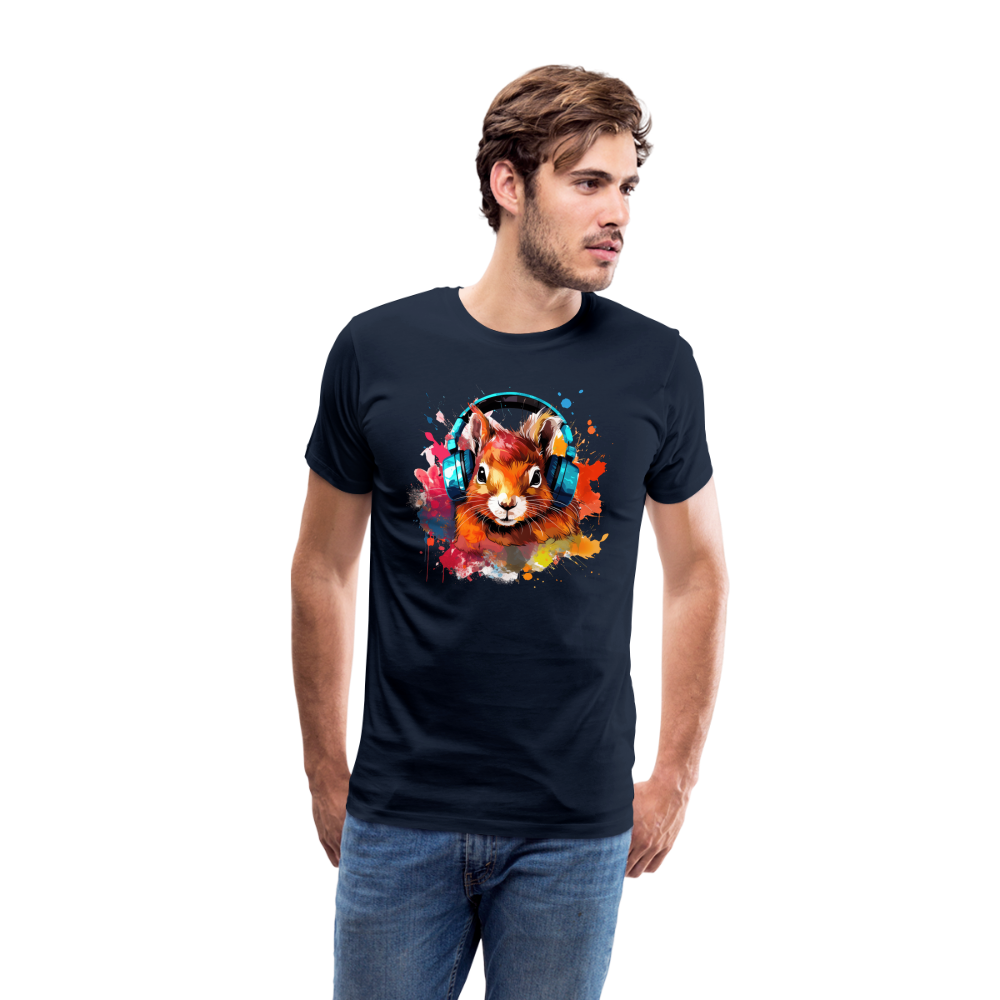 Eichhörnchen Kopfhörer Safari Zoo Männer Premium T-Shirt - Navy