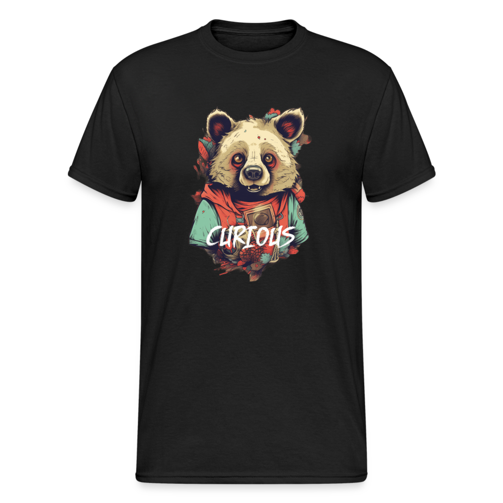 Teddybär Bear Curious Streetwear Spruch T-Shirt Herren - Schwarz