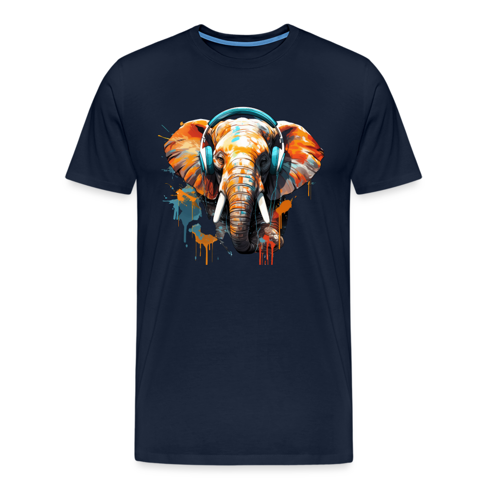 Elefant Kopfhörer Safari Zoo Männer Premium T-Shirt - Navy