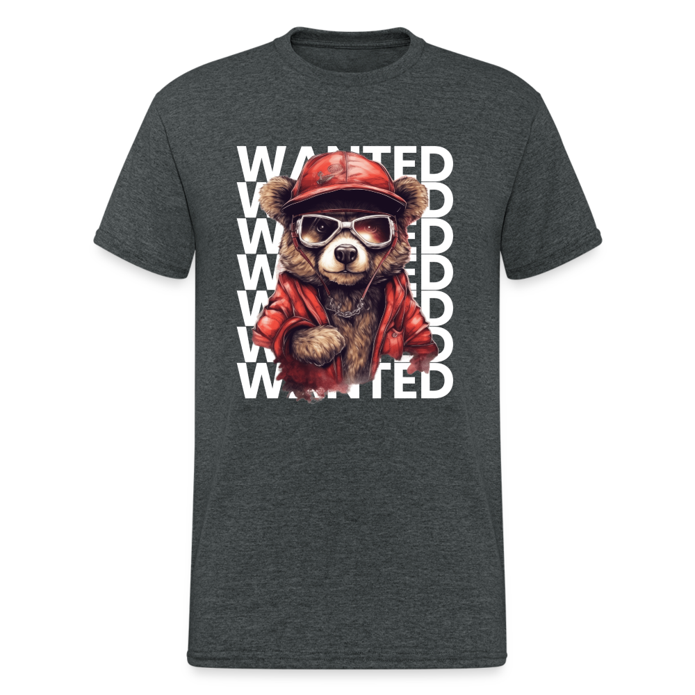 Teddybär Bear Wanted Streetwear Spruch T-Shirt Herren - Dunkelgrau meliert