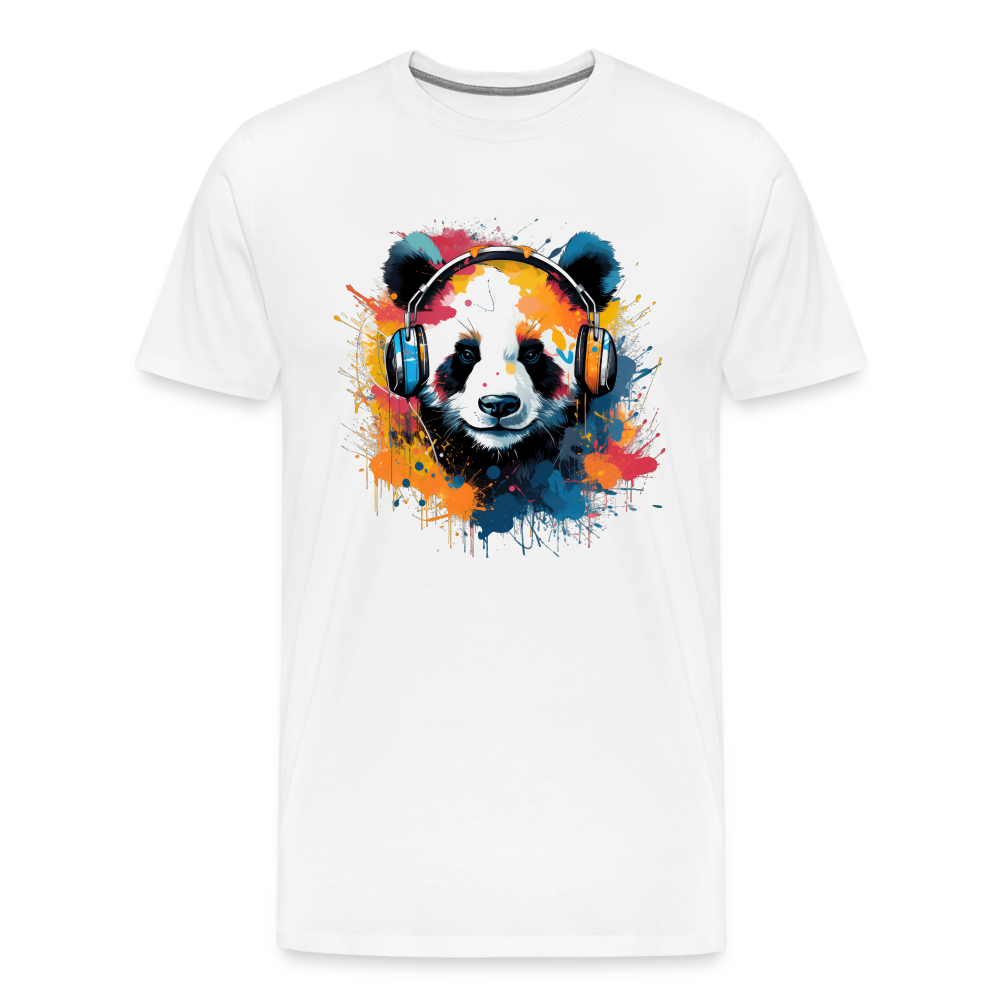 Panda Kopfhörer Safari Zoo Männer Premium T-Shirt - Weiß
